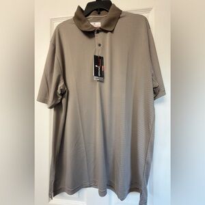 Grand Slam Men's Polo Shirt in Brown and White Stripes XL